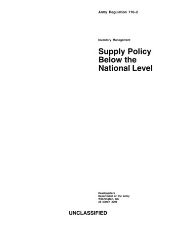 Inventory Management Supply Policy . - United States Army