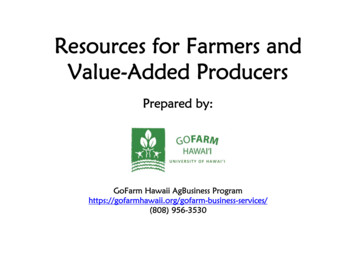Resources For Farmers And Value-Added Producers
