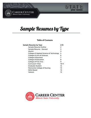 Sample Resumes By Type - Illinois State