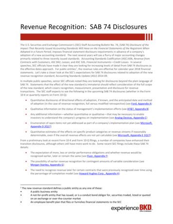 Revenue Recognition: SAB 74 Disclosures - BKD