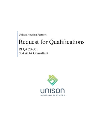 Unison Housing Partners Request For Qualifications