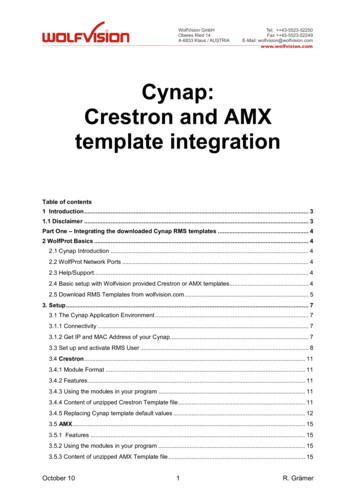 Cynap: Crestron And AMX Template Integration