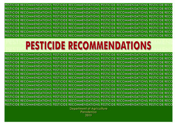 Manual On Pesticide Recommendations