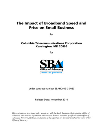 Impact Of Broadband Speed And Price On Small Businesses