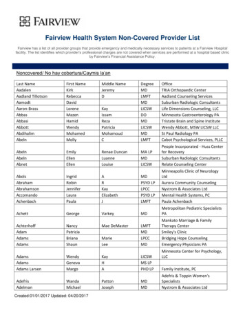 Fairview Health System Non-Covered Provider List