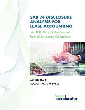 SAB 74 DISCLOSURE ANALYSIS FOR LEASE ACCOUNTING