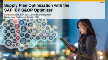 Public Supply Plan Optimization With The SAP IBP S&OP .