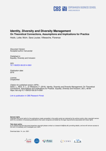 Identity, Diversity And Diversity Management