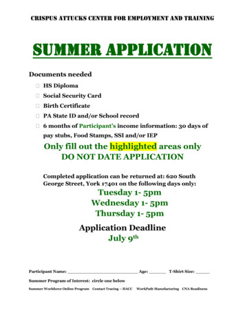 Summer Application - Crispus Attucks