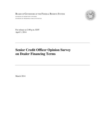 Senior Credit Officer Opinion Survey - Federal Reserve