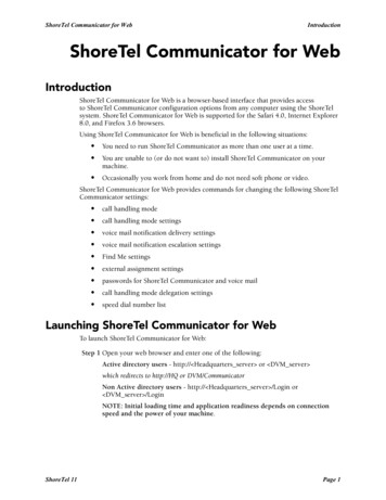 ShoreTel Communicator For Web Introduction ShoreTel .