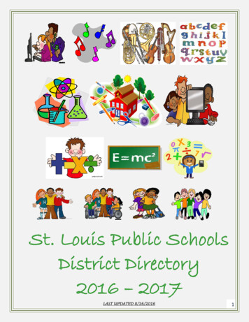 St. Louis Public Schools District Directory 2016 – 2017