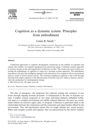Cognition As A Dynamic System: Principles From Embodiment