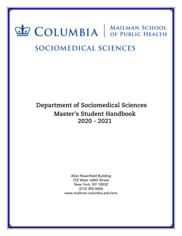 Department Of Sociomedical Sciences . - Columbia University