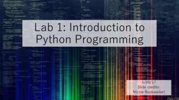 Lab 1: Introduction To Python Programming