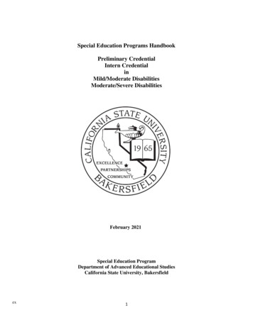 Special Education Programs Handbook Preliminary . - CSUB