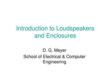 Introduction To Loudspeakers And Enclosures
