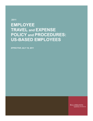 2011 EMPLOYEE TRAVEL And EXPENSE POLICY And 