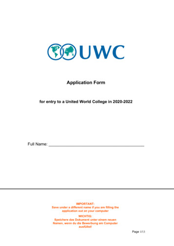 Application Form - Uwc.ac.at