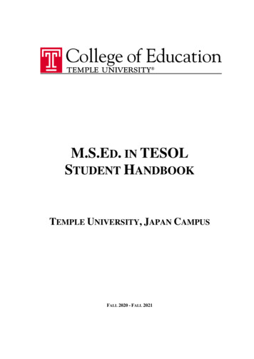 M.S.Ed. In TESOL Student Handbook