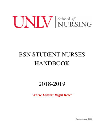 BSN STUDENT NURSES HANDBOOK 2018-2019 - UNLV