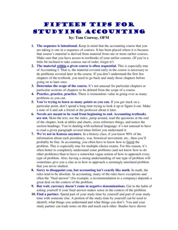 Fifteen Tips For Studying Accounting