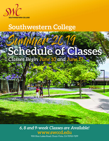 Summer Schedule O Classes - SWCCD