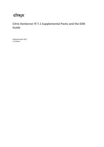 Citrix XenServer 7.1 Supplemental Packs And The DDK Guide