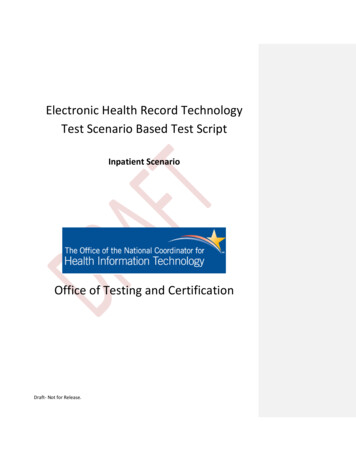 Electronic Health Record Technology Test Scenario Based .