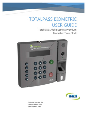 TOTALPASS BIOMETRIC USER GUIDE - Icon Time