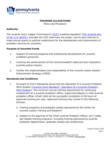 TRAINING ALLOCATIONS Policy And Procedure - JCJC