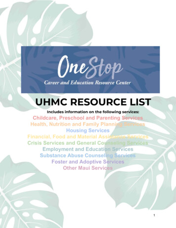 UHMC RESOURCE LIST - Hawaii