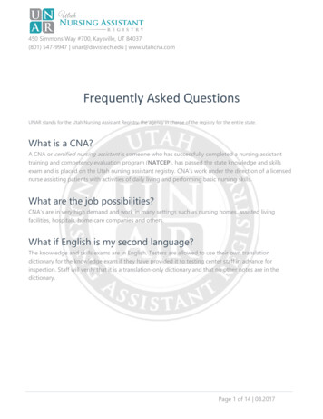 Frequently Asked Questions - Utah Nursing Assistant Registry