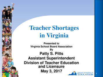 Teacher Shortages In Virginia - VSBA Virginia School .