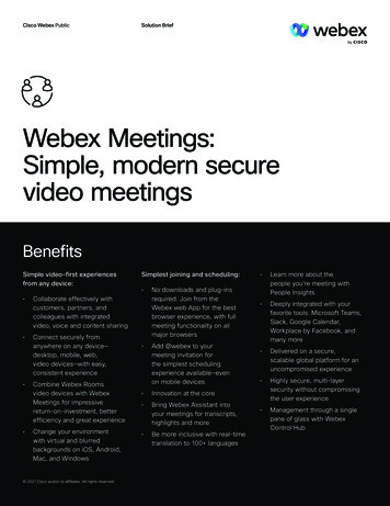 Webex Meetings: Simple, Modern Secure Video Meetings