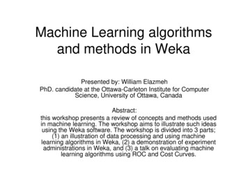 Machine Learning Algorithms And Methods In Weka