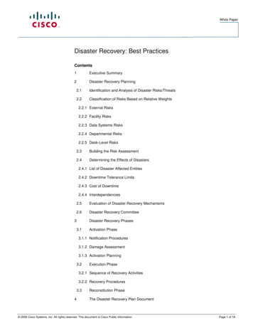 Disaster Recovery: Best Practices - Cisco