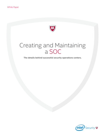 Creating & Maintaining A SOC - McAfee