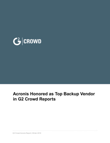 Acronis Honored As Top Backup Vendor In G2 Crowd Reports