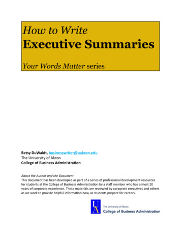 How To Write Executive Summaries - Uakron.edu