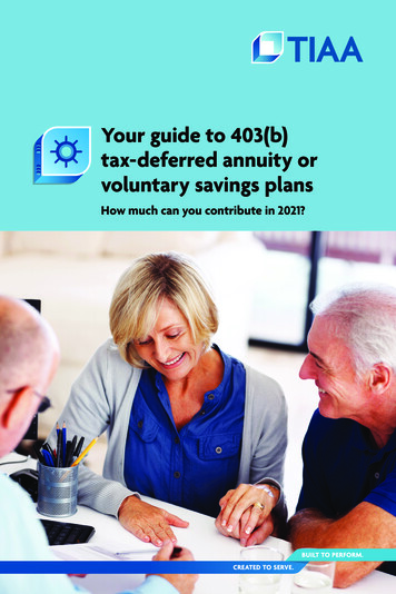 Your Guide To 403(b) Tax-deferred Annuity Or Voluntary .
