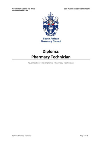 Diploma: Pharmacy Technician