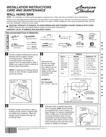 INSTALLATION INSTRUCTIONS CARE AND MAINTENANCE