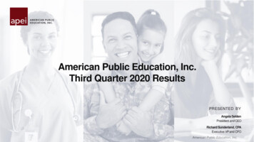 American Public Education, Inc. Third Quarter 2020 Results