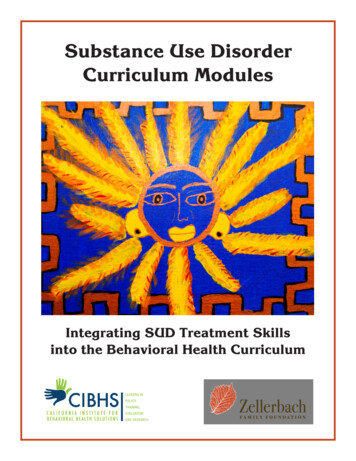 Substance Use Disorder Curriculum Modules