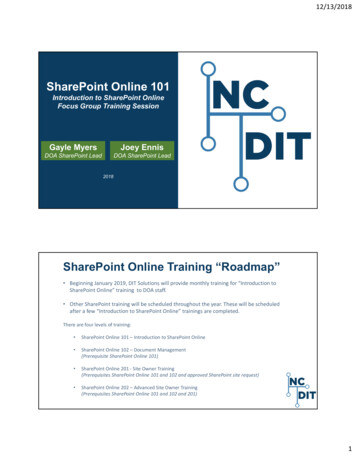 SharePoint Online 101 - Ips.state.nc.us