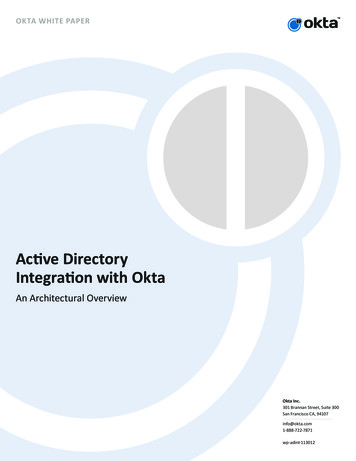 Active Directory Integration With Okta