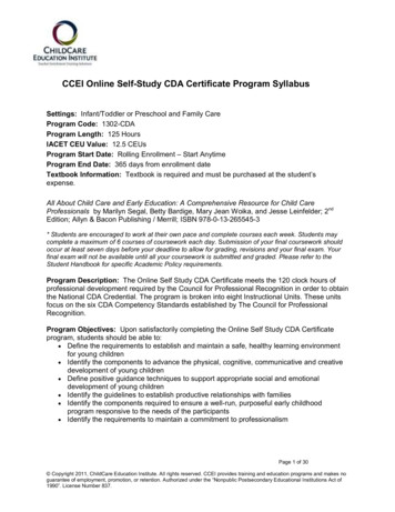 CCEI Online Self-Study CDA Certificate Program Syllabus