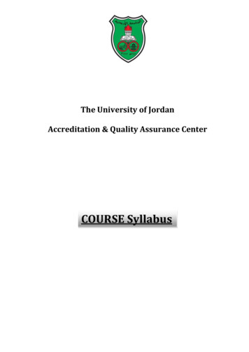 Course Syllabus - University Of Jordan