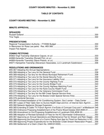 COUNTY BOARD MINUTES – November 8, 2005 TABLE OF 